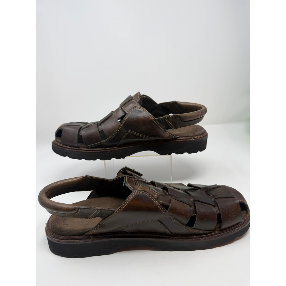VTG 90s Simple Santa Barbara Brn Leather Clogs Sandals Womens 9.5 Mens 8 Chunky+